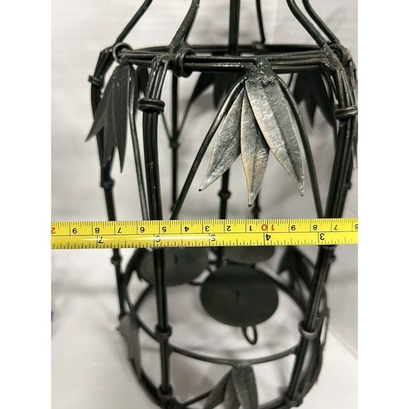 Two Beautiful Vintage Wrought Iron Hanging Candle Holder Three Candles Each - Picture 8 of 10